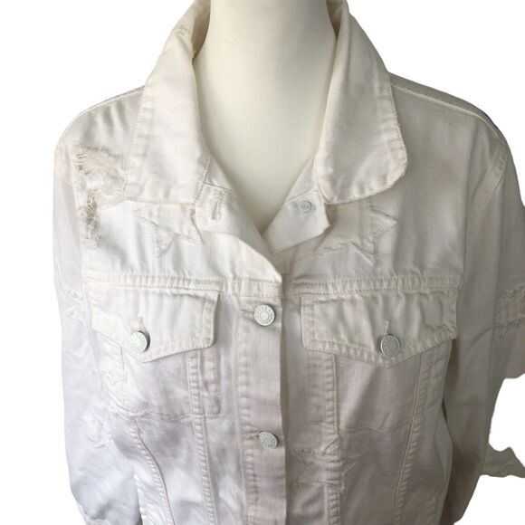 Rails White Knox Stars Women's American Flag Hand Painted Denim Jean Jacket Sz L - Picture 7 of 16